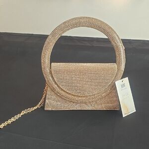 Gold Ring Handle Clutch Bag